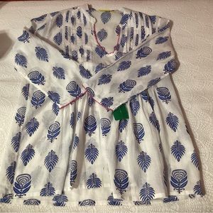 Roberta Roller Rabbit Blue and White Floral Cotton Tunic
